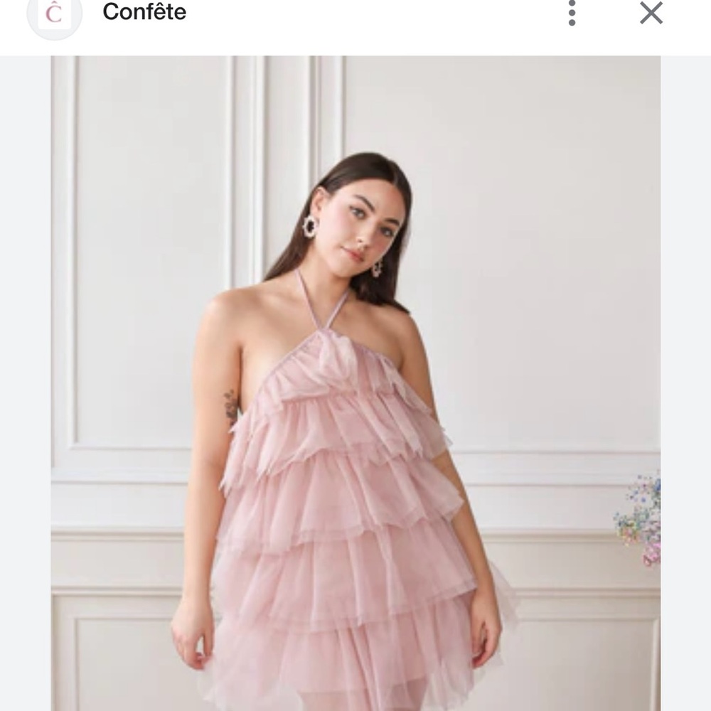 Tremmezina Short Tulle Halter Mini - Blush
